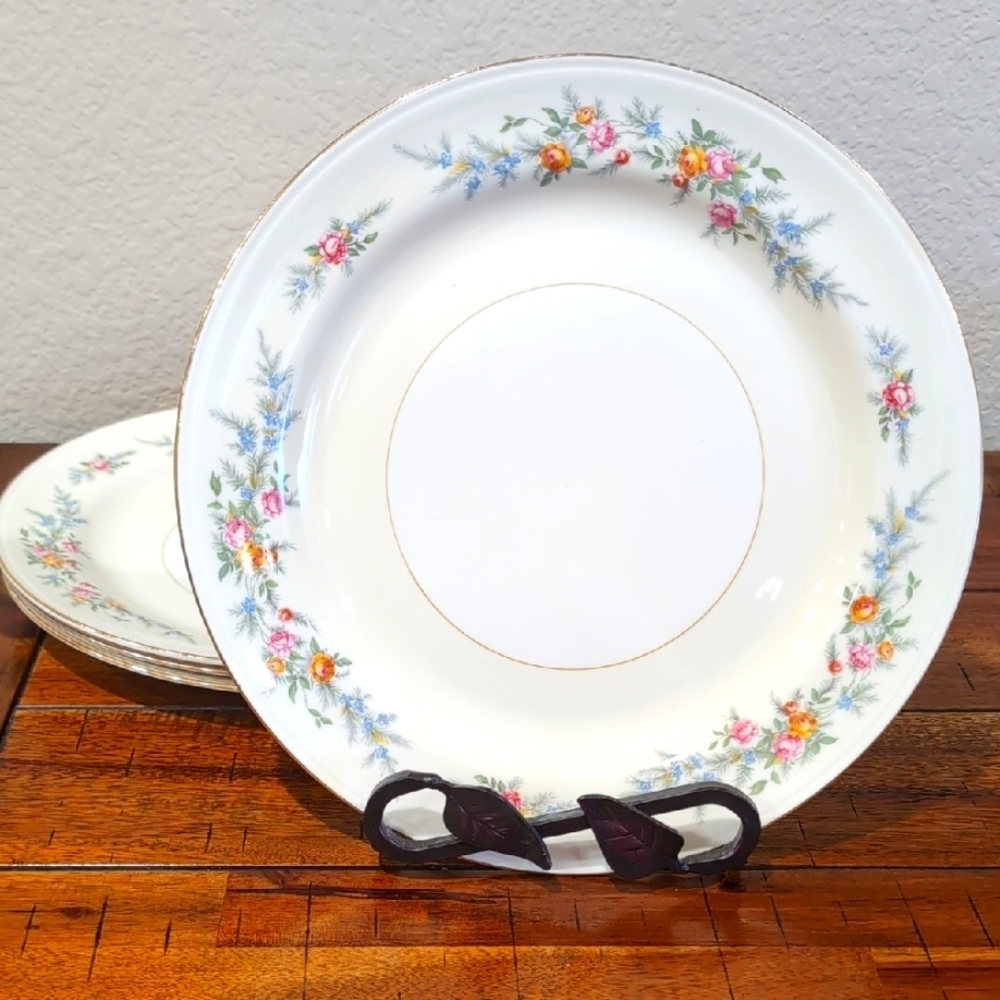 4 Vintage Homer Laughlin Eggshell Nautilus Ferndale China Dinner Plates 10"